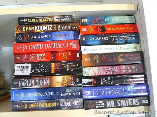 Books for your reading entertainment includes authors Karen Harper, Lisa Jackson, Tami Hoag, James