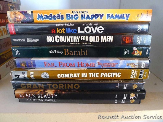 DVD movies includes Bambi, Combat in the Pacific, Gran Torino, Black Beauty, American Sniper, Far