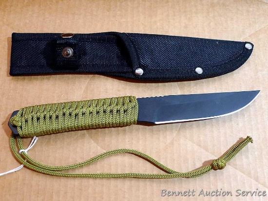 Fixed blade knife is 9-3/4" overall and comes with nylon sheath. No markings found.