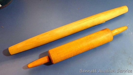 Two nice wooden rolling pins. Longer is 20-1/2".