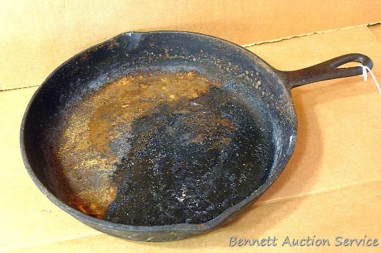 10-1/2" cast iron skillet was made in the USA and will hopefully clean up nicely.