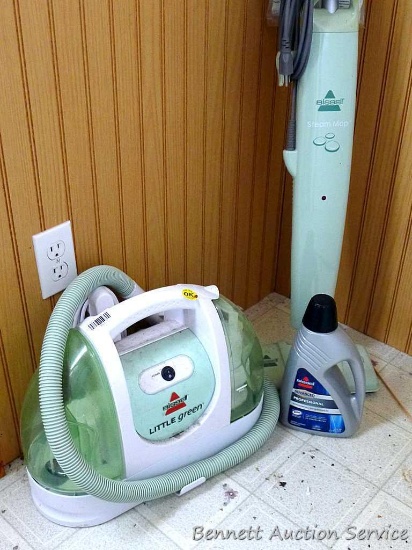 Electric Bissell steam mop with replacement pads, Bissell Little green portable carpet/upholstery