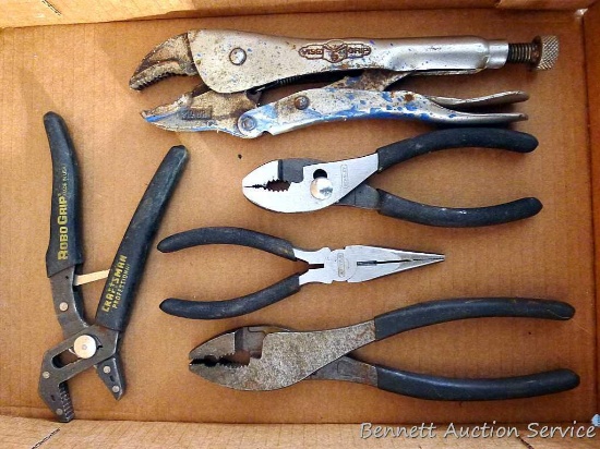 9" Adjustable Vise Grip pliers, Craftsman Robo-Grip pliers, Craftsman and Stanley pliers. Craftsman