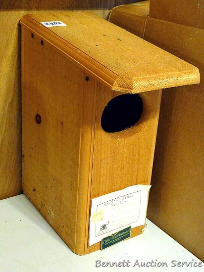 Small Wood Duck nest box measures 17" high x 15" deep x 7-1/2" wide. Still has original tag.