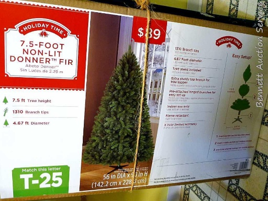 The box states that this is a 7-1/2' tall non-lit artificial Donner Fir tree, however we did not set