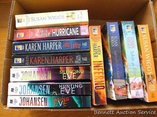 Books by authors Karen Harper, Iris Johansen, Susan Wiggs.