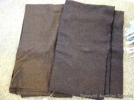 Two nice wool blankets, each measures approx. 5-1/2' x 6' and are in overall good condition with a