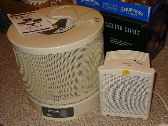 Honeywell Hepa Filter model 63500 is 14" x 16", runs on both speeds; True Air Hamilton Beach air