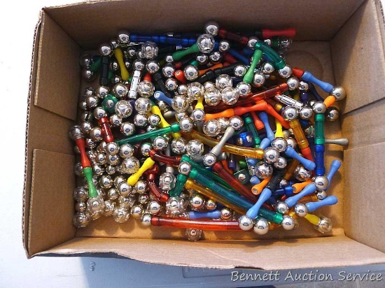 Magnetic toy building pieces.