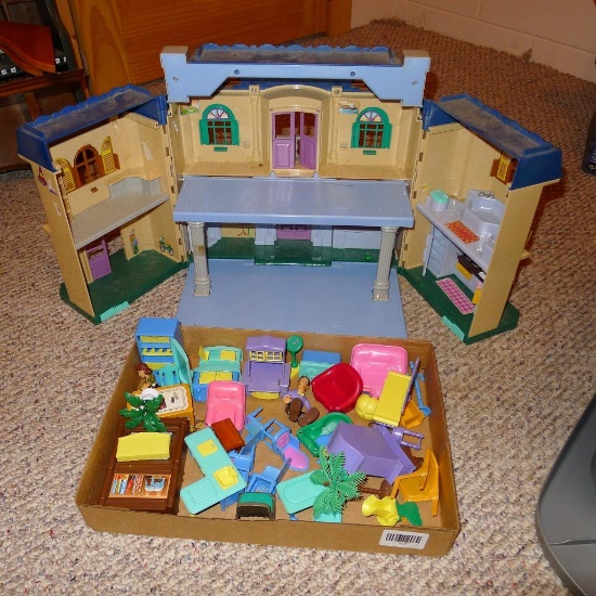 Delightful 2 story playhouse with fold out sides and fold down inner floors. Lot also includes lots
