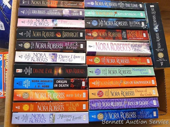 Box of books by author Nora Roberts.
