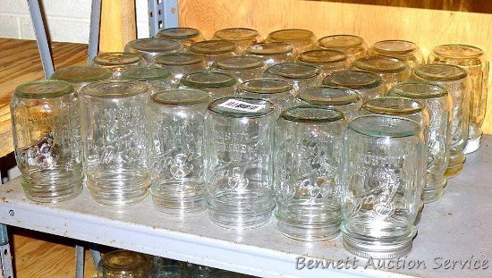 Thirty one Ball narrow mouth pint canning jars.