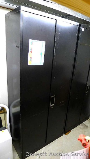 Large metal storage cabinet comes with four adjustable shelves. Unit is lockable, very sturdy and