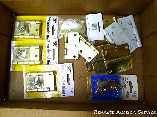 3" hinges - some new in package, plus two white 4" hinges, more.