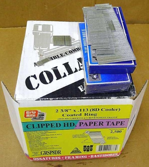 Around 900 clipped head collated nails, 2-3/8" x .113 coated ring shank, 33 degree. Plus 3/4 and