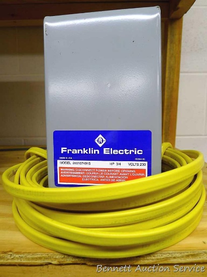 9" coil of 12 gauge Romex with ground; Franklin Electric 230 volt service box;