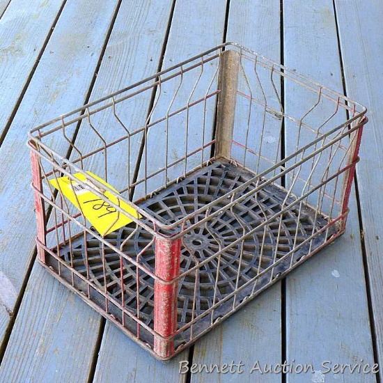 Vintage Morning Glory milk crate is 19" x 13" x 11" high.