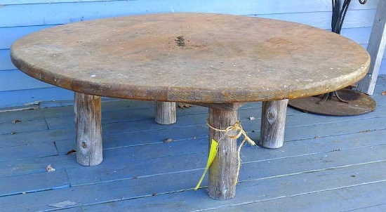 Cabin style table is about 50" x 17" high.