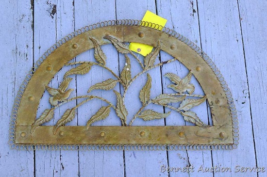 Wall hanging bird decoration is 30" x 18".