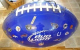 Bud Light football shaped pool table light has a new ballast and works. Approx. 4' wide.