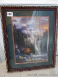 Framed and matted waterfall scene signed by James Lee is 18