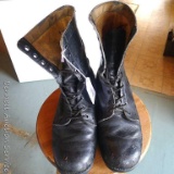 Leather work boots size 10XW, no brand name found.