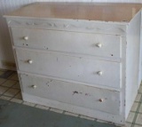 Sturdy wooden three drawer dresser is 42