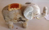 Antique metal wind-up elephant covered in cloth is 3-1/2