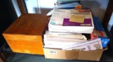 Office supplies including wooden box 6-1/2