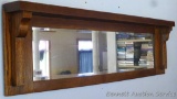Nice wall hanging wood framed shelf/mirror combo is 14-1/2