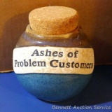 Pottery 'urn' for 'Ashes of Problem Customers' stands 5-1/2