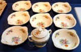 Edwin M. Knowles China Co. Sugar dish and 8 matching bowls.