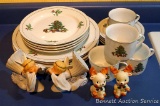 Christmas 4 place dinner set including dinner plates, salad plates, cups and saucers; set of