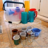 Collection of mugs including 1 from the Renaissance festival, bus driver, Grandfather, ice pop