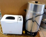 Sunbeam bread maker and West Bend 100 cup coffee maker; bread maker measures 9-1/2