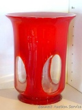 Pretty red glass candle display vase stands 10