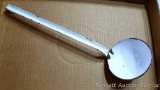 Really cool white enameled ladle or dipper is marked 'Sweden' on part of handle near bowl. 14-1/2