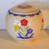 Adorable round or ball canister has a wonderful design and measures approx. 5