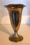 Early American Pewter vase is marked 541 on bottom with maker's name. Vase stands 8-1/4