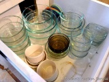 Pyrex and other glass storage containers, custard cups, more. Some with lids.