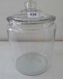 Large heavy glass canister type container is 13-1/2
