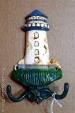 Cast iron lighthouse double hook, 6-1/2