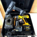 DeWalt 12v VSR cordless drill with clutch, three batteries, charger and case. Batteries all read as