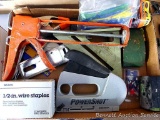 PowerShot stapler, Stanley corner square, furniture glides, 1/2
