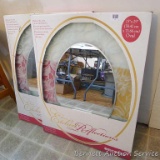 Pair of Deco Etched Reflections oval mirrors 23
