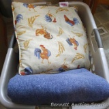 Set of Queen bed sheets; flannel queen size light blanket; 2 couch pillows; Mainstays twin fitted