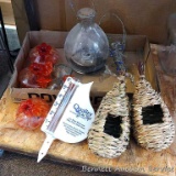 Glass bee or hornet catcher; glass hummingbird feeders; woven nesting baskets; more. Bee catcher is