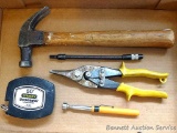 Wiss shears, claw hammer, 50' Stanley WorkMaster tape measure, telescoping magnet, more.