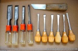 Four piece set of Stanley wood chisels up to 1