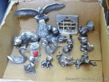 Fourteen little pewter figurines up to 2-1/2